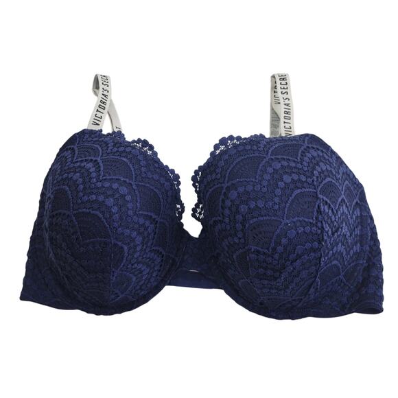 Victoria's Secret Underwire T-Shirt Bra Navy Blue Lightly Lined Demi Size 38DD - Picture 1 of 10